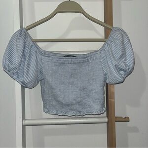 Baby blue striped crop top short sleeve
Tube top style